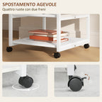 3-Tier Printer Cart with 4 Wheels, Wood and Steel, 50x50x52.5cm, White
