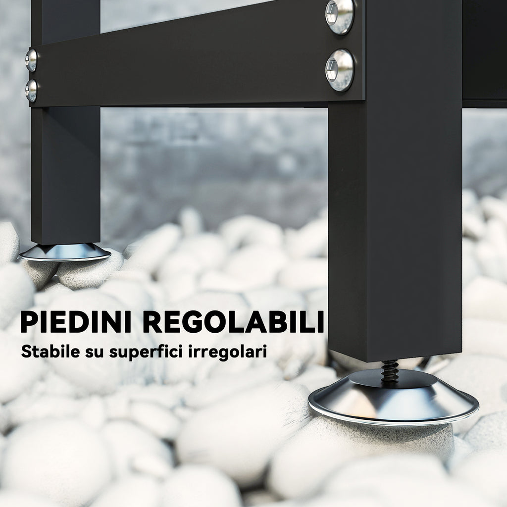 Outdoor Metal Firewood Shed with Waterproof Cover, 0.8m³ Capacity, Adjustable Frame, 235x31x116cm, Black