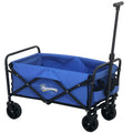 Outsunny 62L Folding Garden Cart with Adjustable Handle, Metal and Oxford Fabric, 76x48x86 cm, Blue