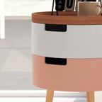 Set of 2 3-Tier Coffee Tables with 2 Storage Compartments and Tray Top, Multi-Colour