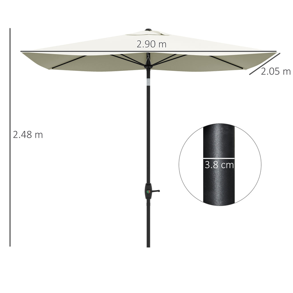 2x3m Rectangular Garden Umbrella with Crank Opening and Adjustable Tilt, Beige