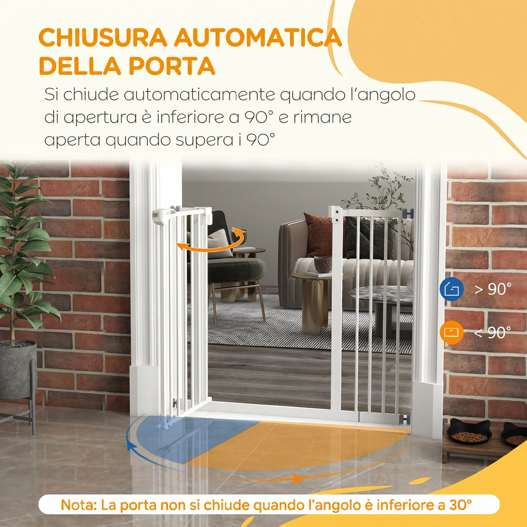 PawHut Adjustable Dog Gate with Self-Closing, Steel and Plastic, 74-100x77 cm Black