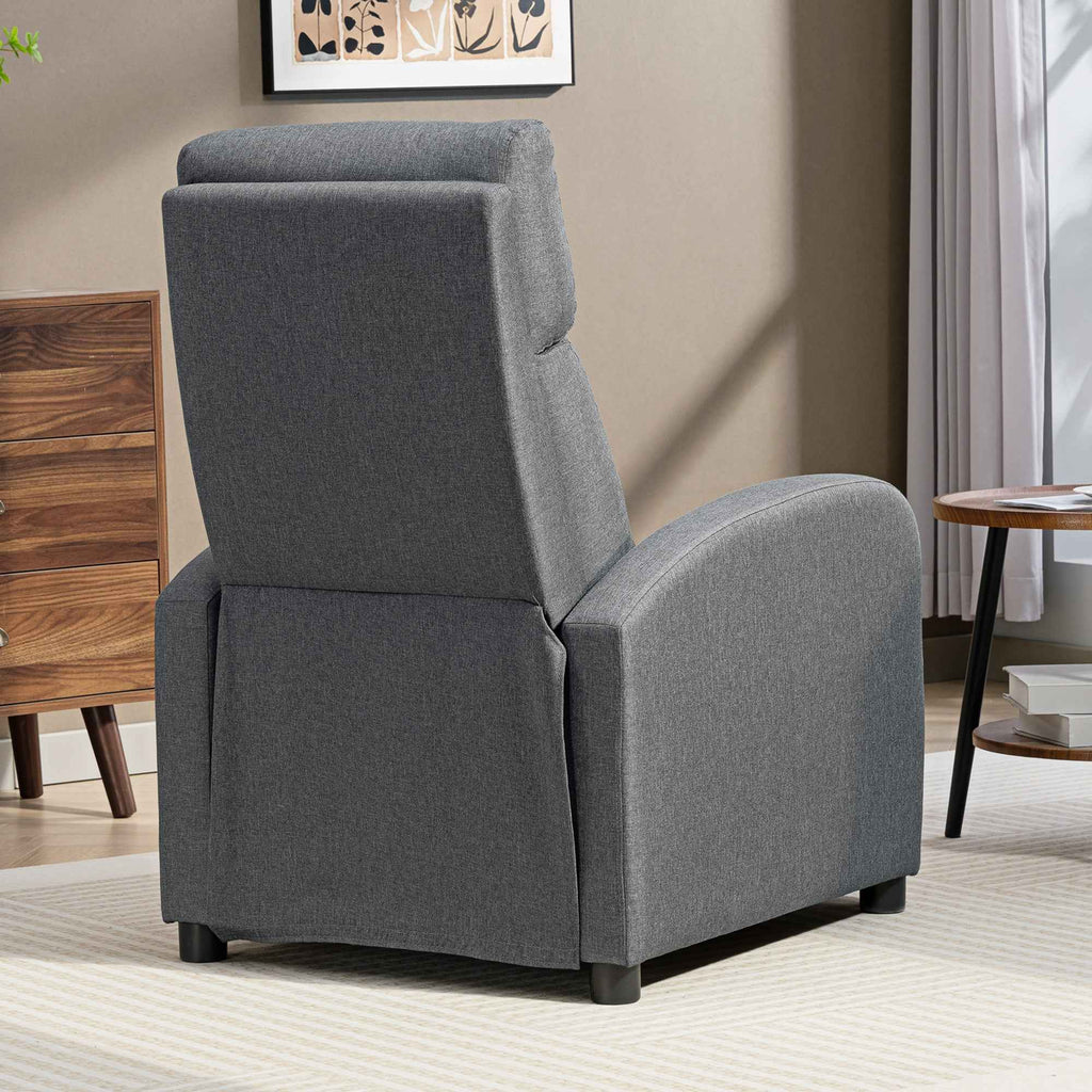 HOMCOM Padded Relaxing Chair with 135° Reclining Angle and Fabric Footrest, 69x87x100.5 cm, Grey