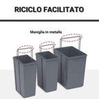 HOMCOM 40L Pull-Out Waste Bin with 3 Recycling Bins, 48 x 34.2 x 41.8 cm, Grey