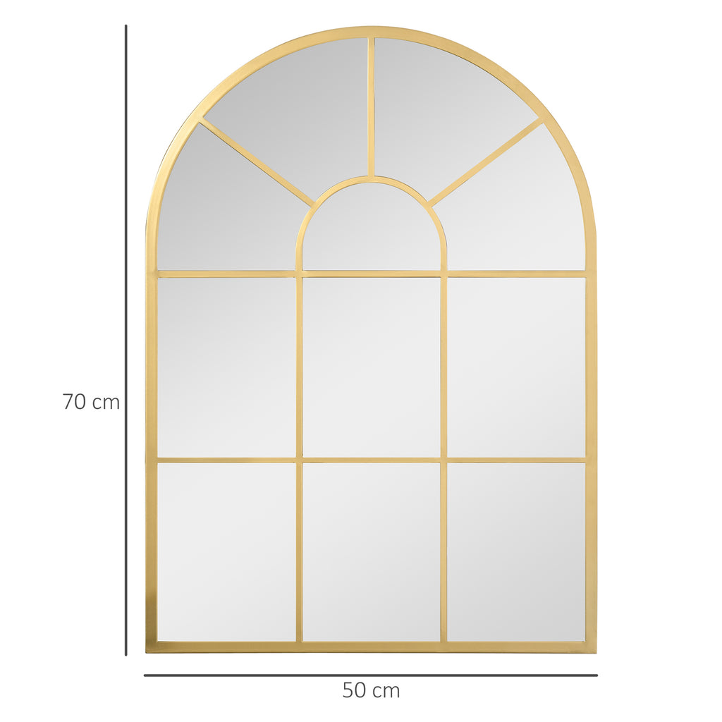 HOMCOM Modern Arched Wall Mirror 70x50cm for Bedroom and Living Room, Gold
