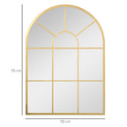HOMCOM Modern Arched Wall Mirror 70x50cm for Bedroom and Living Room, Gold