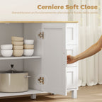 Kitchen Cabinet with 3 Drawers and 2 Soft-Close Doors, Adjustable Shelves, 120x38x76 cm, White