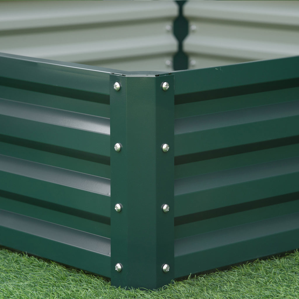 Open Bottom Raised Garden Bed with Covering, in Galvanized Steel, 120x120x30 cm, Green - Borgè