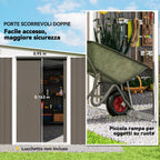 Garden Shed with Sliding Door, Steel, 345x280.5x169-201cm, Grey