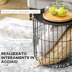 Homcom Set 2 Tavolini di Living Rooms Retondi steel with container compartment, black - Borgè