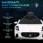 12V Maserati Gran Turismo Folgore Children's Car with Remote Control, Age 3-5 Years, White