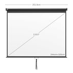 Projector Screen 120" Adjustable with Ceiling and Wall Mount, 4:3 Format, 244x183cm, Black and White