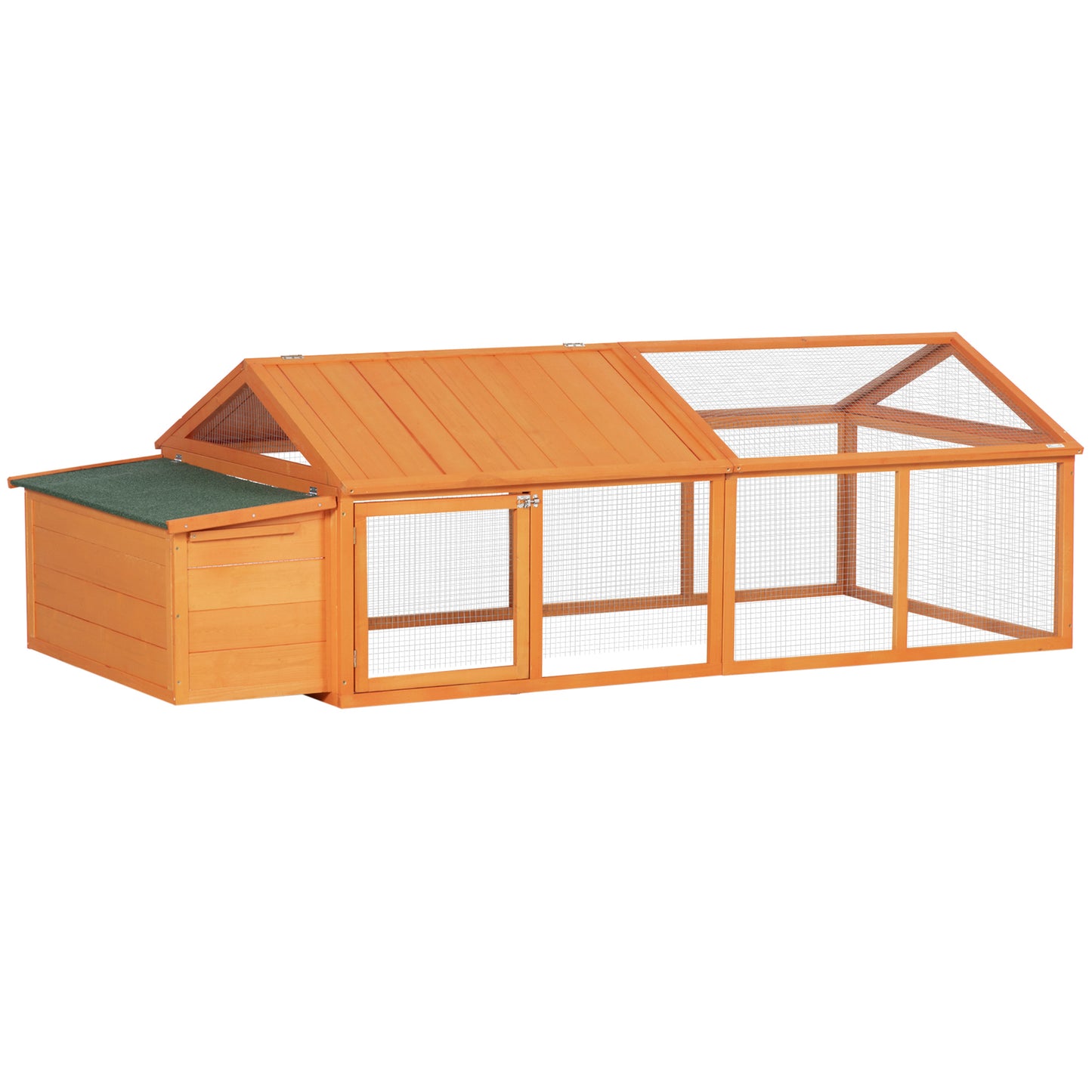 Wooden Chicken Coop for 4-8 Chickens with Wire Mesh and Opening Roof, 240x112. 5x76 cm, Orange