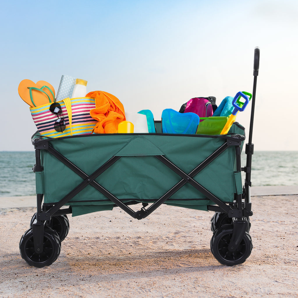Outsunny Garden Trolley Max 70kg with telescopic handle, metal and Oxford fabric, 108x55 cm, green - Borgè