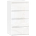 HOMCOM Space-Saving 4-Drawer Wooden Chest of Drawers, 40x35x74 cm, Glossy White