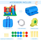 Inflatable Game for Children 3-8 Years with Slide, Trampoline, Pool, max 4 Children, 330x245x215cm - Borge' Group Limited