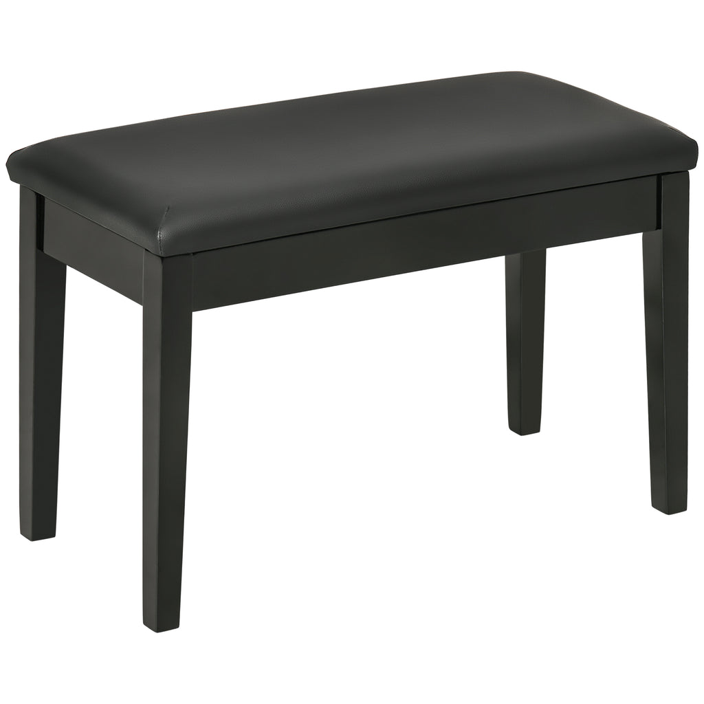 Piano Stool with Storage Compartment in Wood and PU Faux Leather, 75x35x49cm, Black