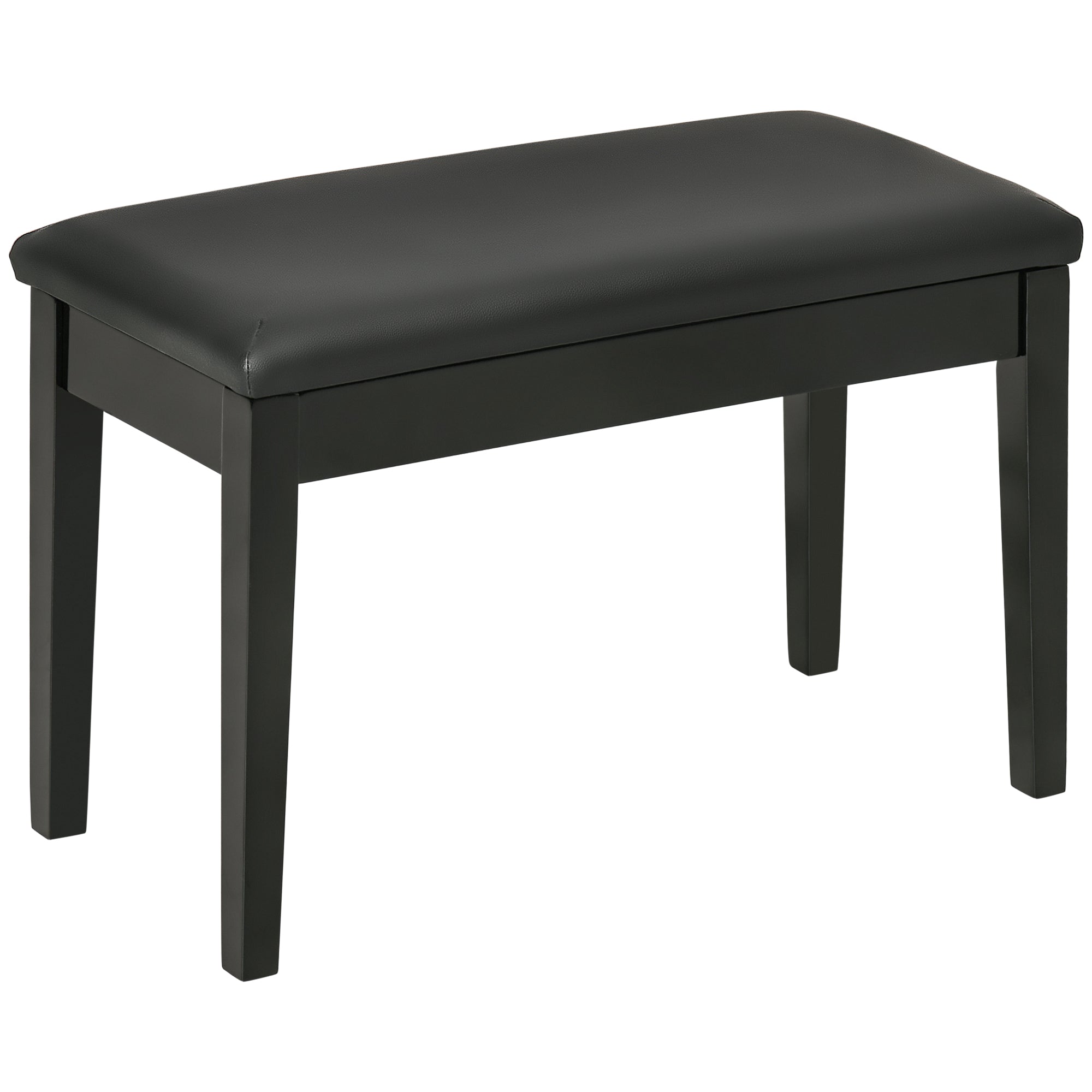 Piano Stool with Storage Compartment in Wood and PU Faux Leather, 75x35x49cm, Black