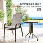 Outsunny 3-Piece Garden Set with 2 Garden Chairs 54x71x93 cm and Round Table Ø60x71 cm in Grey Steel