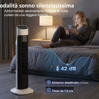 80cm 70° Oscillating Floor Tower Fan, Black and White