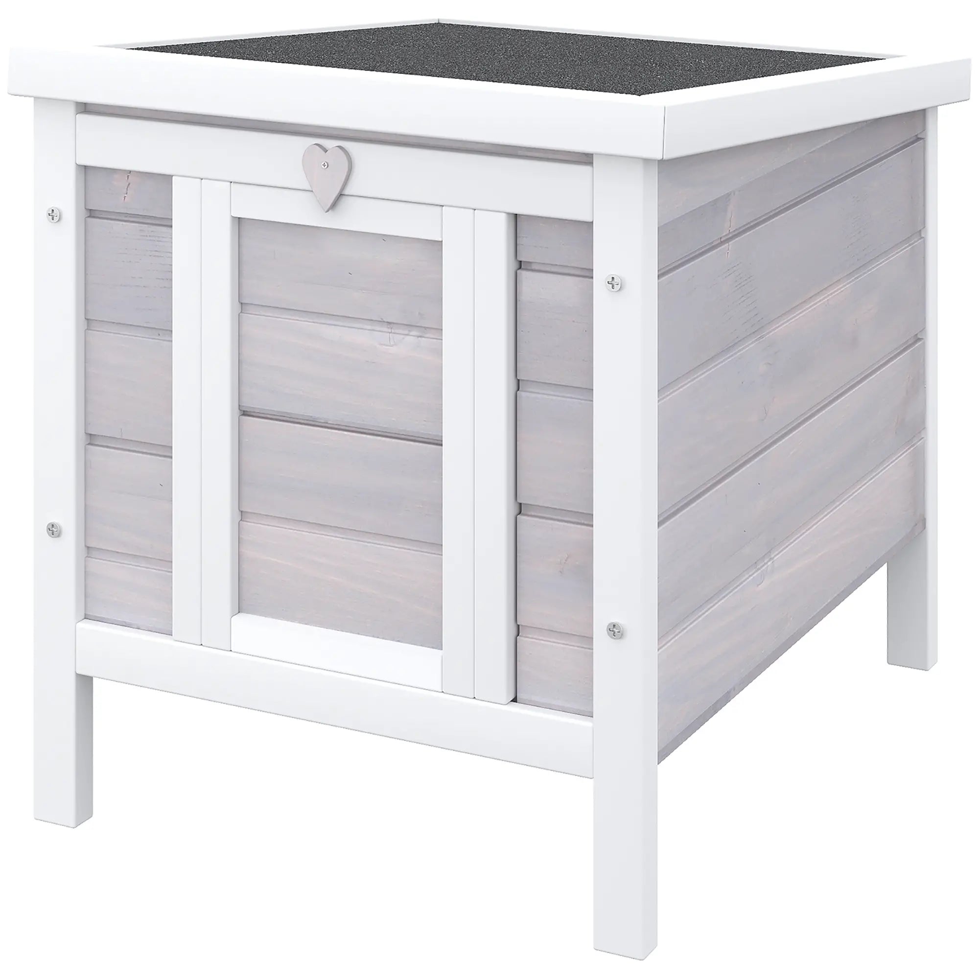 Outdoor Wooden Rabbit Cage with Asphalt Roof and Non-Slip Ramp, 42x51x43cm, Grey - Borge' Group Limited