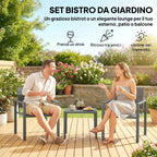 Outsunny 3-Piece Garden Set with 2 Outdoor Chairs and Coffee Table, in HDPE and Metal, Dark Grey