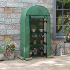 Outsunny Garden Greenhouse with Metal Shelves, PE Cover and Roll-Up Door 80x49x160cm, Green