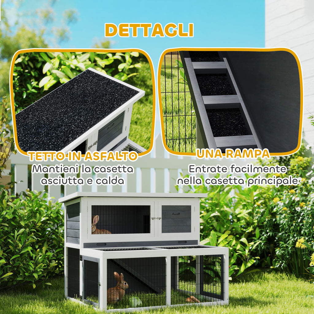 2-Tier Hutch with Removable Tray in Fir Wood and Steel, 122x95x93.5 cm, Multicolor