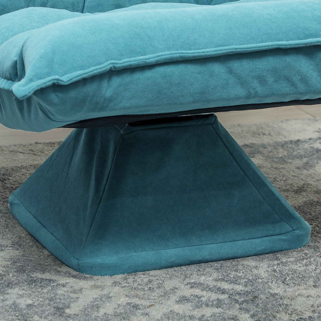 HOMCOM Velvet and Steel Swivel Relaxing Chair with 5-Position Adjustable Backrest, 62x70x95 cm, Blue