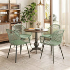 Outsunny Set of 4 Garden Chairs, with Diamond Backrest, Armrests, Green