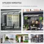 Outsunny Canopy in Polycarbonate and Aluminum for Balconies, Windows and Doors, 303x96x27 cm, Black and Transparent - Borgè