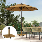 Outsunny Wheeled Umbrella Base with Brakes for Ø36/38/48 mm Poles, in Metal with Cement, Wood Effect