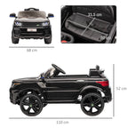 Electric Ride-On Car for Children 3-6 Years with Remote Control, LED Lights and Horn, in PP and Metal, 110x68x52 cm, Black