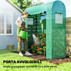 Outsunny Garden Greenhouse with PE Lining, Roll-Up Door and Mesh Windows, 170x68x200 cm, Green
