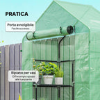 Outsunny Garden Greenhouse with 2 Shelves, 3 Levels, and Zip Entrance, Steel and PE, 142x73x195 cm, Green