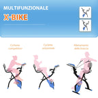 Folding Exercise Bike with 8 Resistance Levels and Adjustable Seat, Blue and Gray