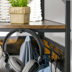 Industrial Style Corner Coat Rack with Bench and Shoe Rack, 50x50x183cm, Brown