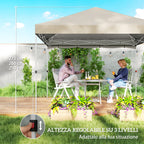 Outsunny 3x3m Pop-Up Folding Gazebo with Side Wall, Metal and Oxford Fabric, Beige