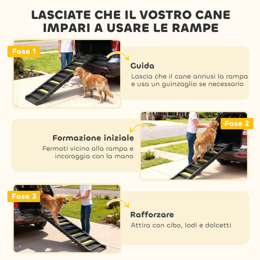 PawHut 10-Step Non-Slip Folding Dog Step for Cars and Beds, 150 lb Capacity, Black