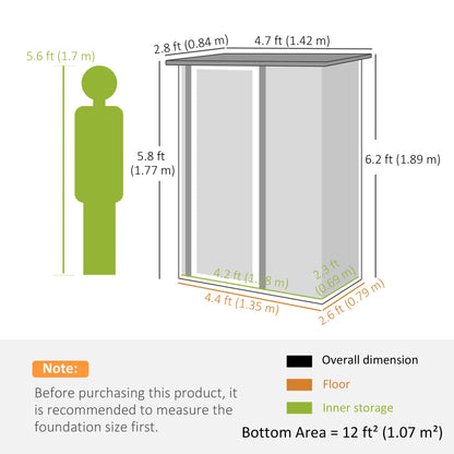Outsunny Steel Garden Shed with Latch Door, 143x89x186cm, Brown