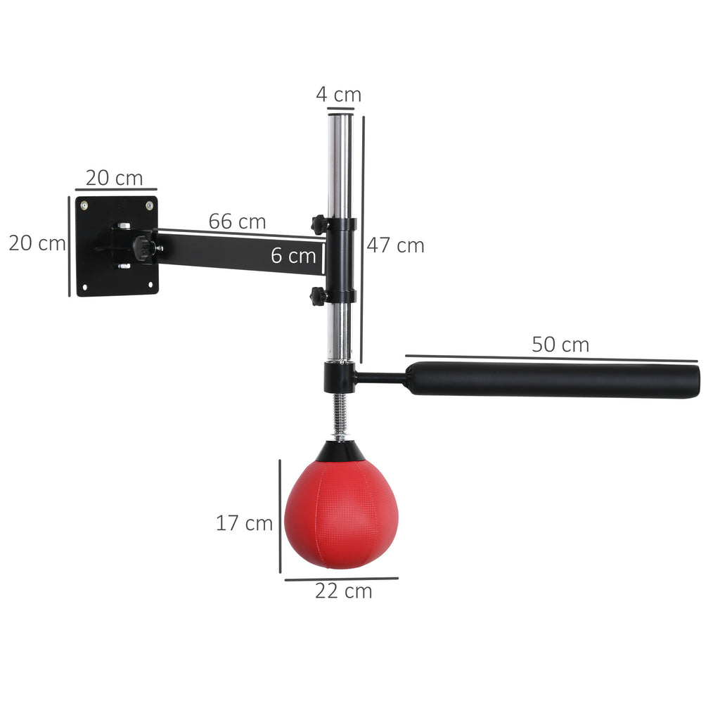 Height Adjustable Wall Mounted Speed Bag for Boxing and MMA with Pole, Steel and PU, 79x72x20 cm, Red
