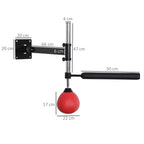 Height Adjustable Wall Mounted Speed Bag for Boxing and MMA with Pole, Steel and PU, 79x72x20 cm, Red