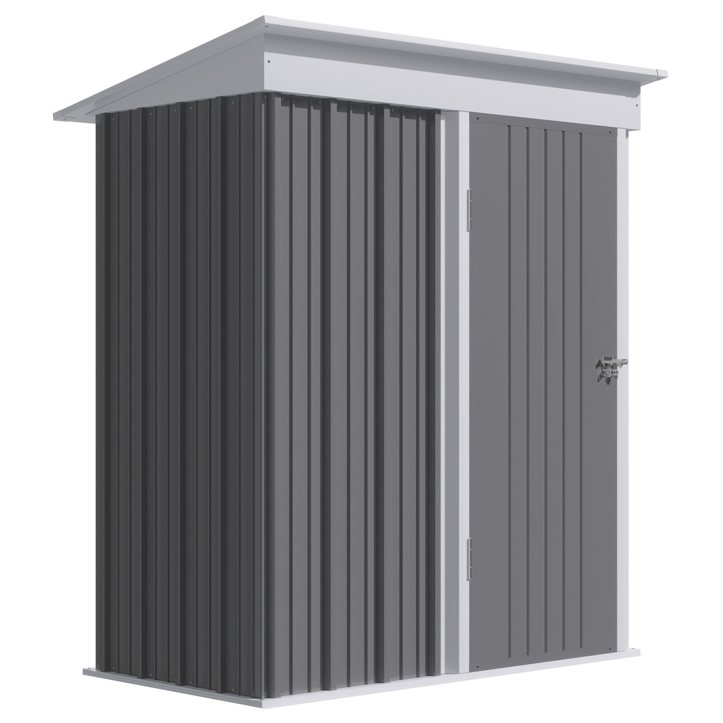 Outsunny Garden Shed for Tools in Steel with Lockable Door, 161x95x163/181cm, Gray - Borgè