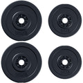 Set of 4 Weight Plates for Barbell and Dumbbells Total Weight 30kg, 2x5kg and 2x10kg, Black