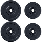 Set of 4 Weight Plates for Barbell and Dumbbells Total Weight 30kg, 2x5kg and 2x10kg, Black
