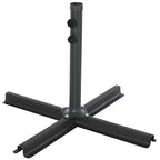 Umbrella Base with Central Pole, 4 Black Plastic Tiles to Fill with Water or Sand 80x80x56cm
