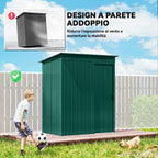 Outsunny Metal Garden Shed with Vents and Sliding Door, 159x106x181 cm, Green