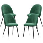 HOMCOM Set of 4 Modern Padded Chairs with Curved Back, in Velvet Effect Fabric and Steel, 50x52x83 cm, Green - Borgè