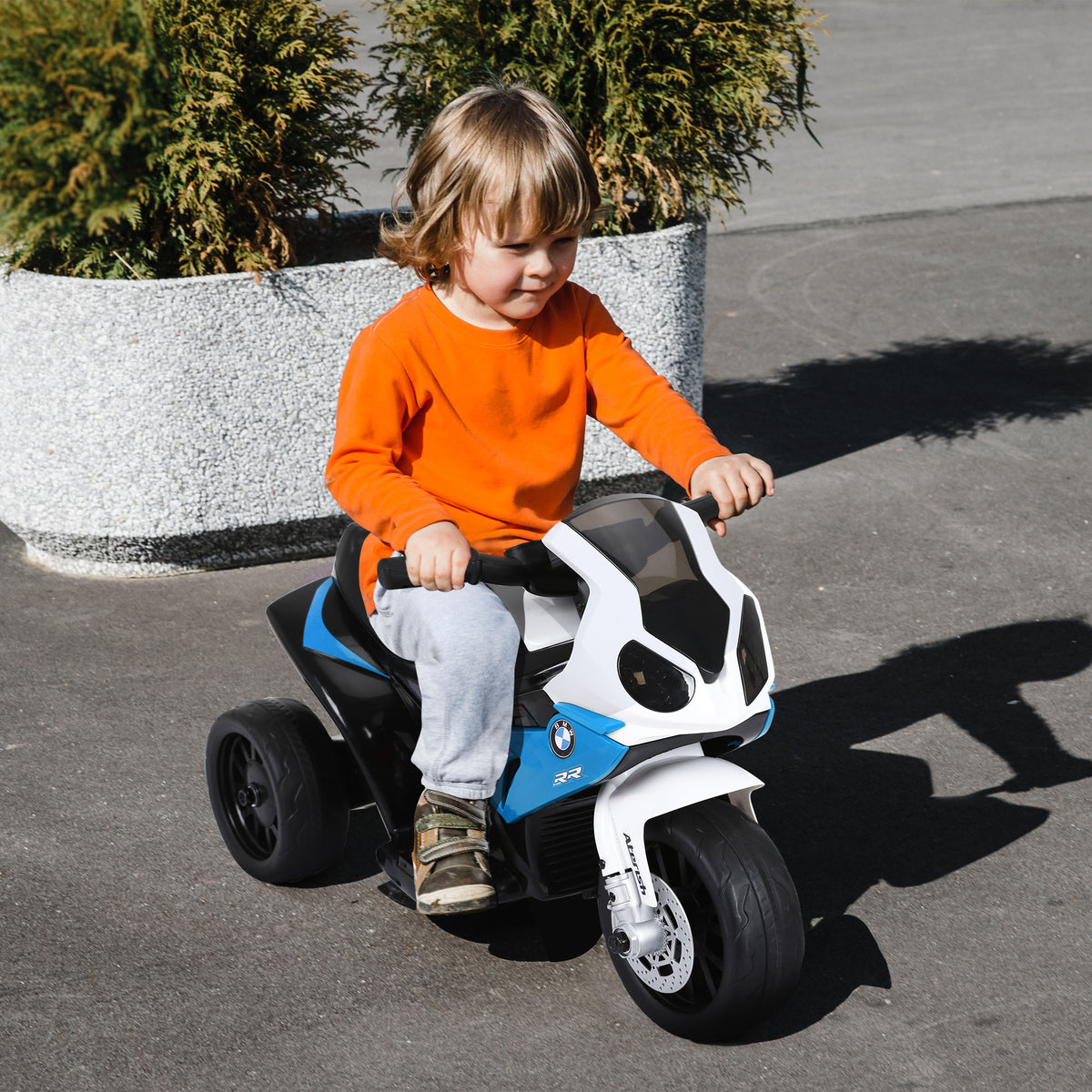 HOMCOM Electric Motorcycle for Children 18-36 Months with BMW License, 6V, with 3 Wheels, Headlights, Music, 2.5 km/h, Max 20kg, Blue