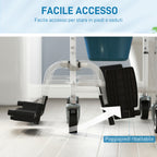 Wheelchair with Waterproof Toilet 4 in 1 with Folding Footrest, in Aluminum and Plastic, Black